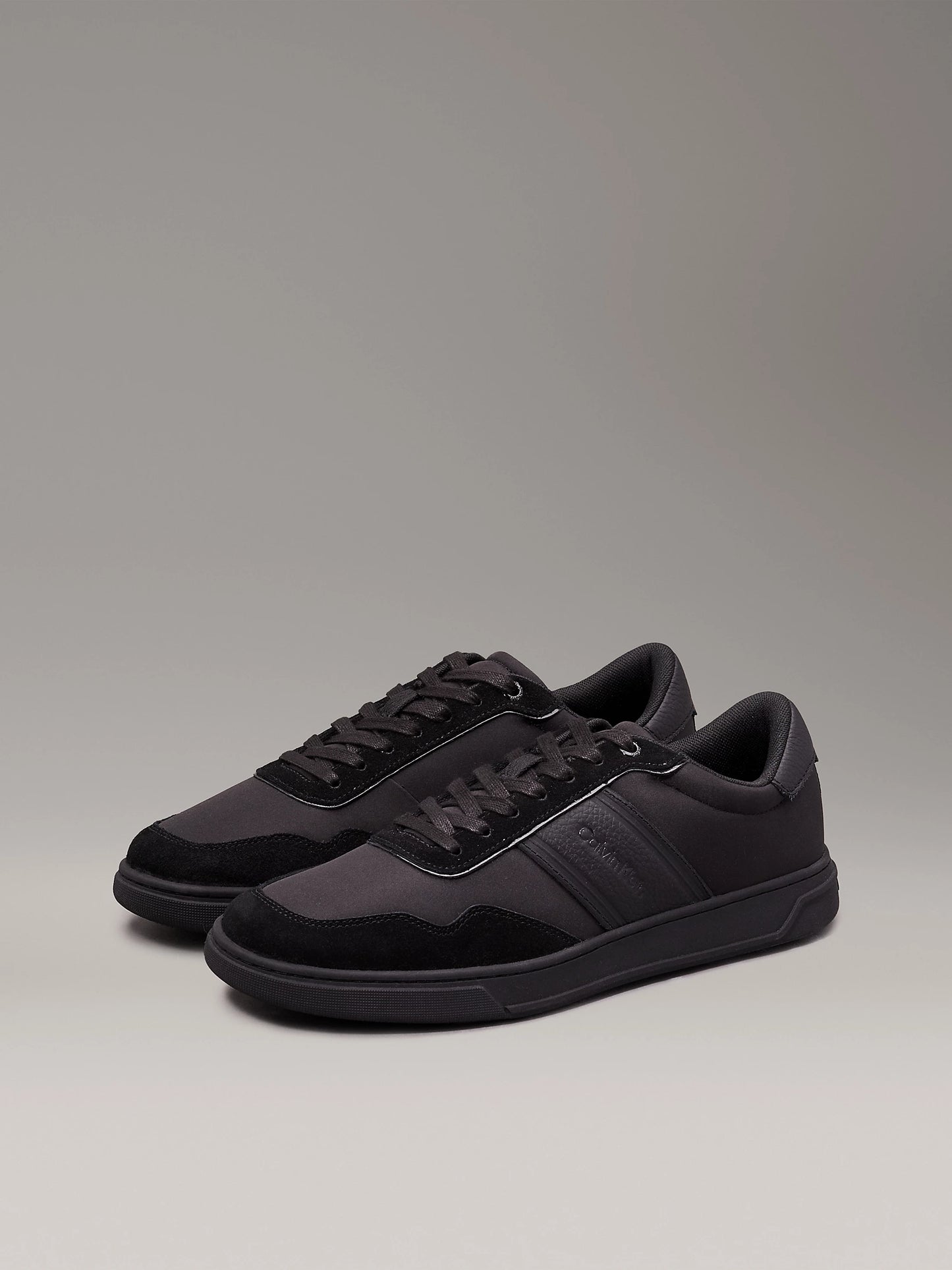 Calvin Klein LOW TOP LACE UP MIX Mens Trainers Triple Black