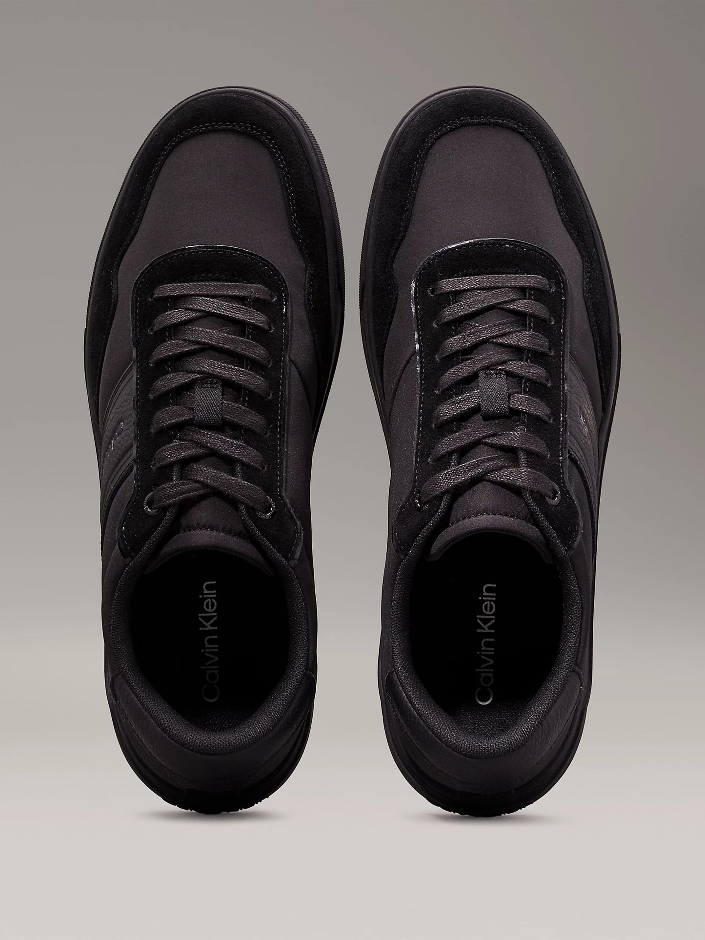 Calvin Klein LOW TOP LACE UP MIX Mens Trainers Triple Black