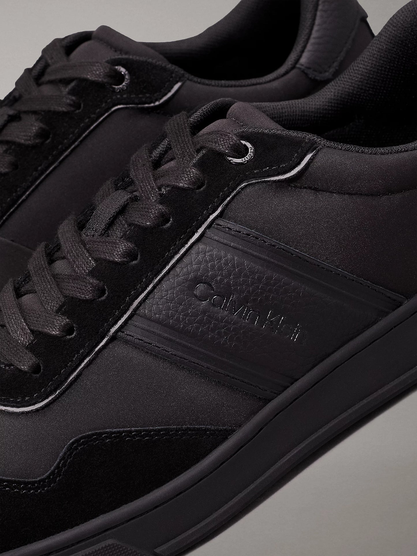 Calvin Klein LOW TOP LACE UP MIX Mens Trainers Triple Black