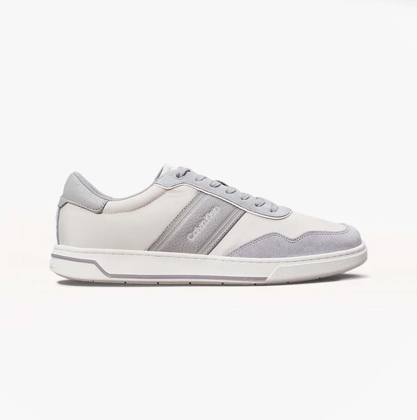 Calvin Klein LOW TOP LACE UP MIX Mens Trainers Light Grey/Granite Road