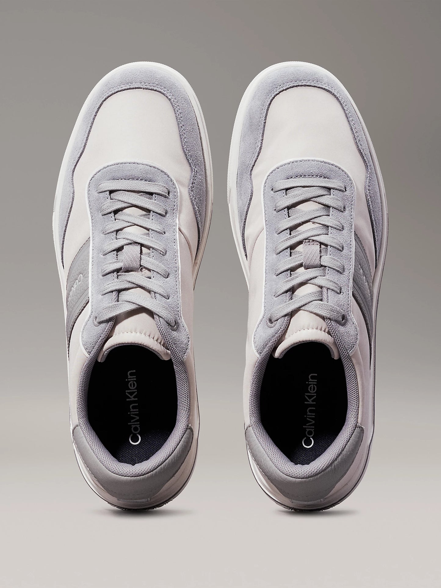Calvin Klein LOW TOP LACE UP MIX Mens Trainers Light Grey/Granite Road