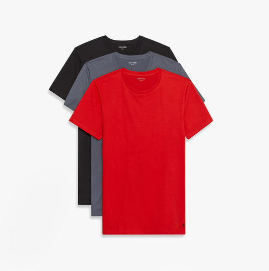 Calvin Klein S/S CREW NECK 3 PACK Mens T-Shirts & Tank Tops Multicoloured