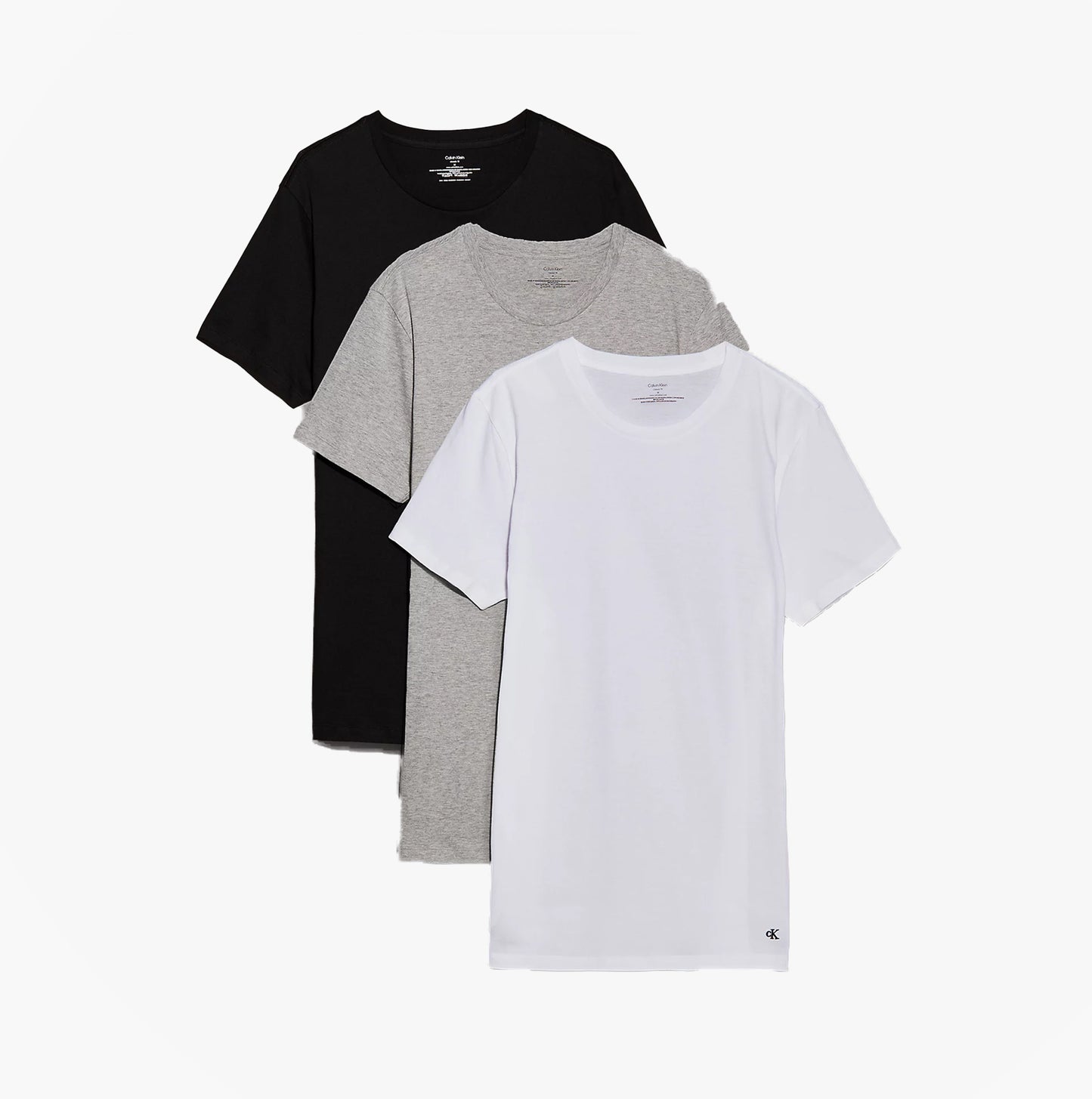 Calvin Klein 100% COTTON 3 Pack Mens T-Shirts Black/Grey Heather/White