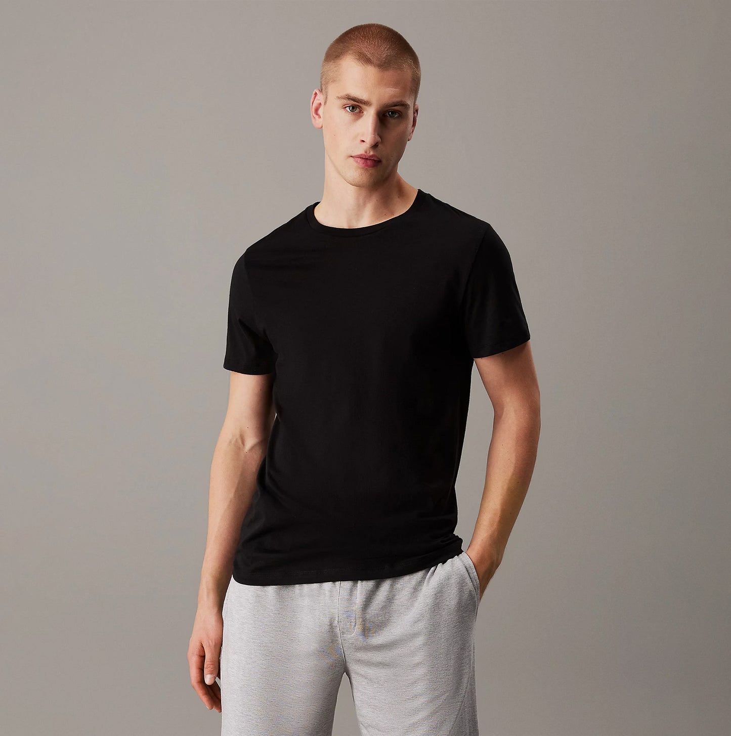 Calvin Klein 100% COTTON 3 Pack Mens T-Shirts Black/Grey Heather/White