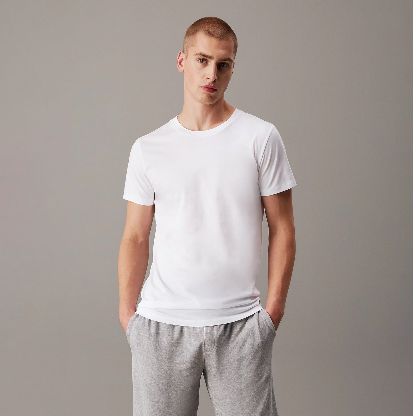 Calvin Klein 100% COTTON 3 Pack Mens T-Shirts Black/Grey Heather/White