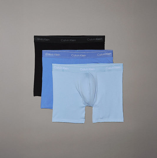 Calvin Klein ICON COTTON STRETCH 3 Pack Mens Boxer Briefs Black/Glacier/Blue
