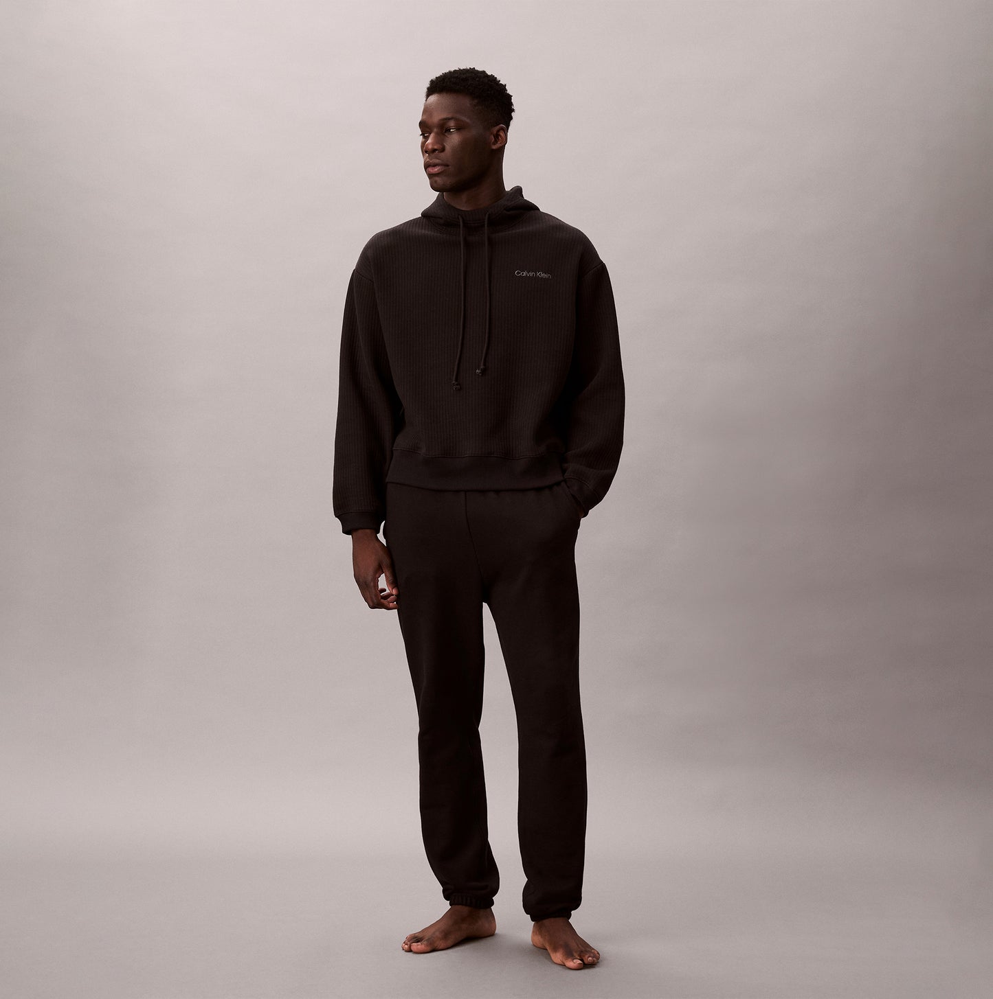 Calvin Klein QUILTED HOODIE Mens Hoodies Black