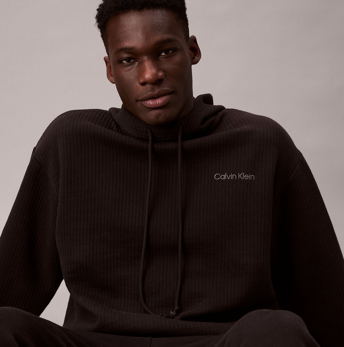 Calvin Klein QUILTED HOODIE Mens Hoodies Black