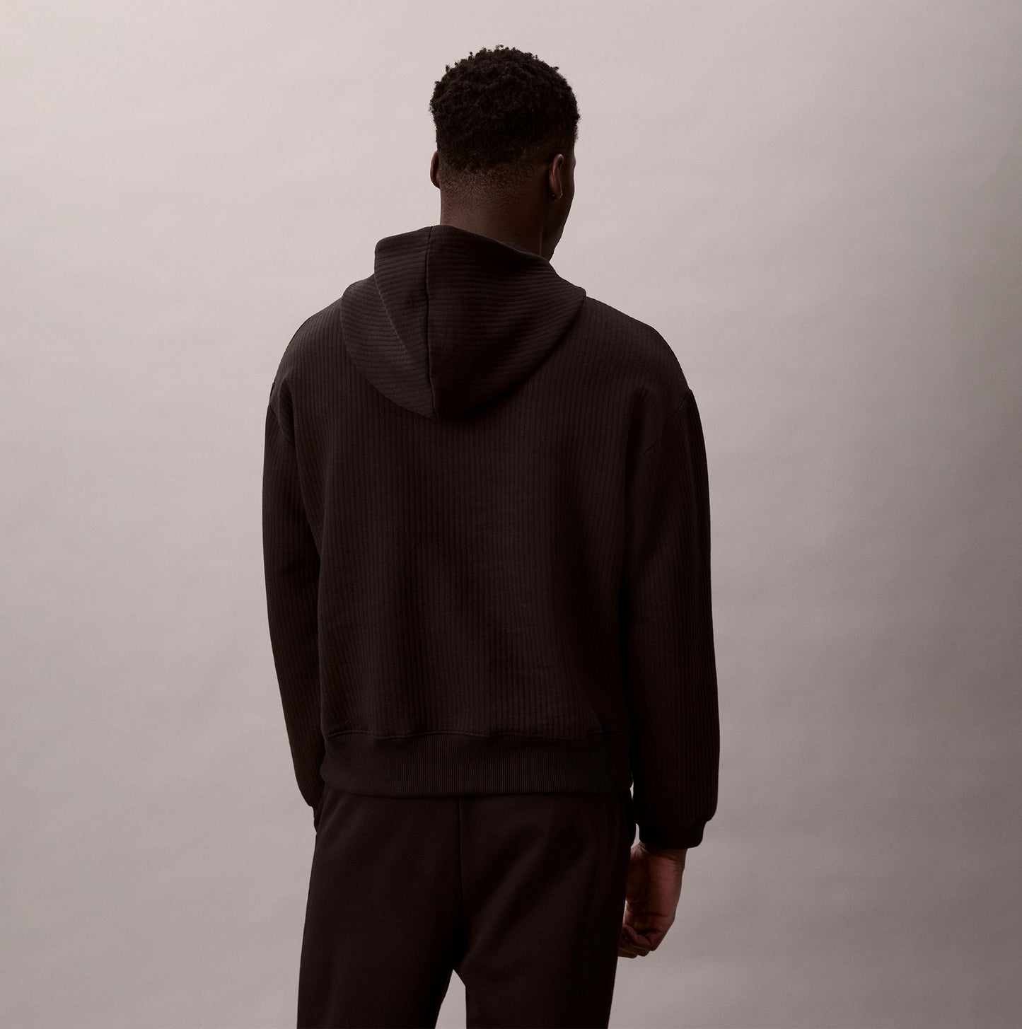 Calvin Klein QUILTED HOODIE Mens Hoodies Black