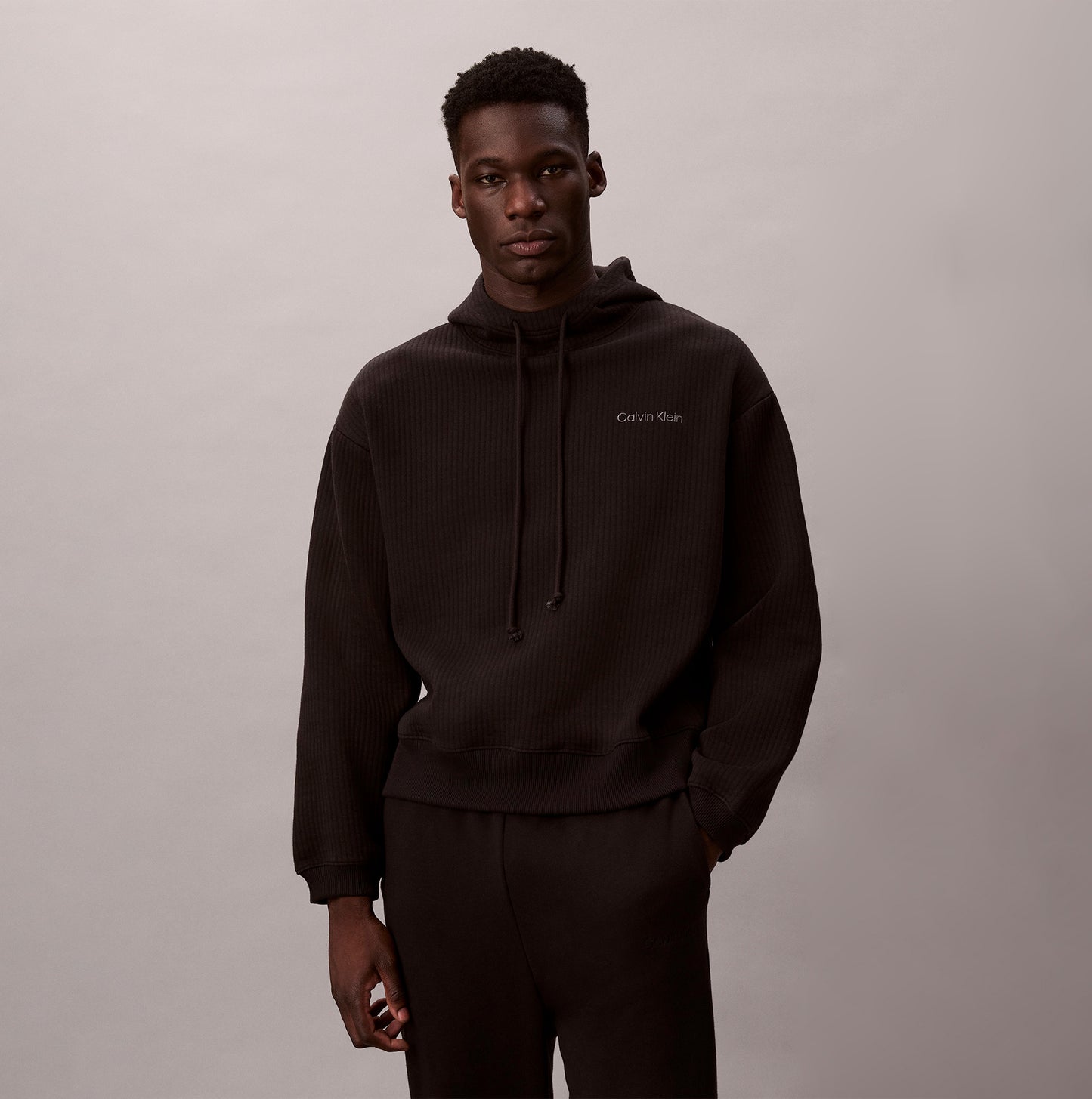 Calvin Klein QUILTED HOODIE Mens Hoodies Black