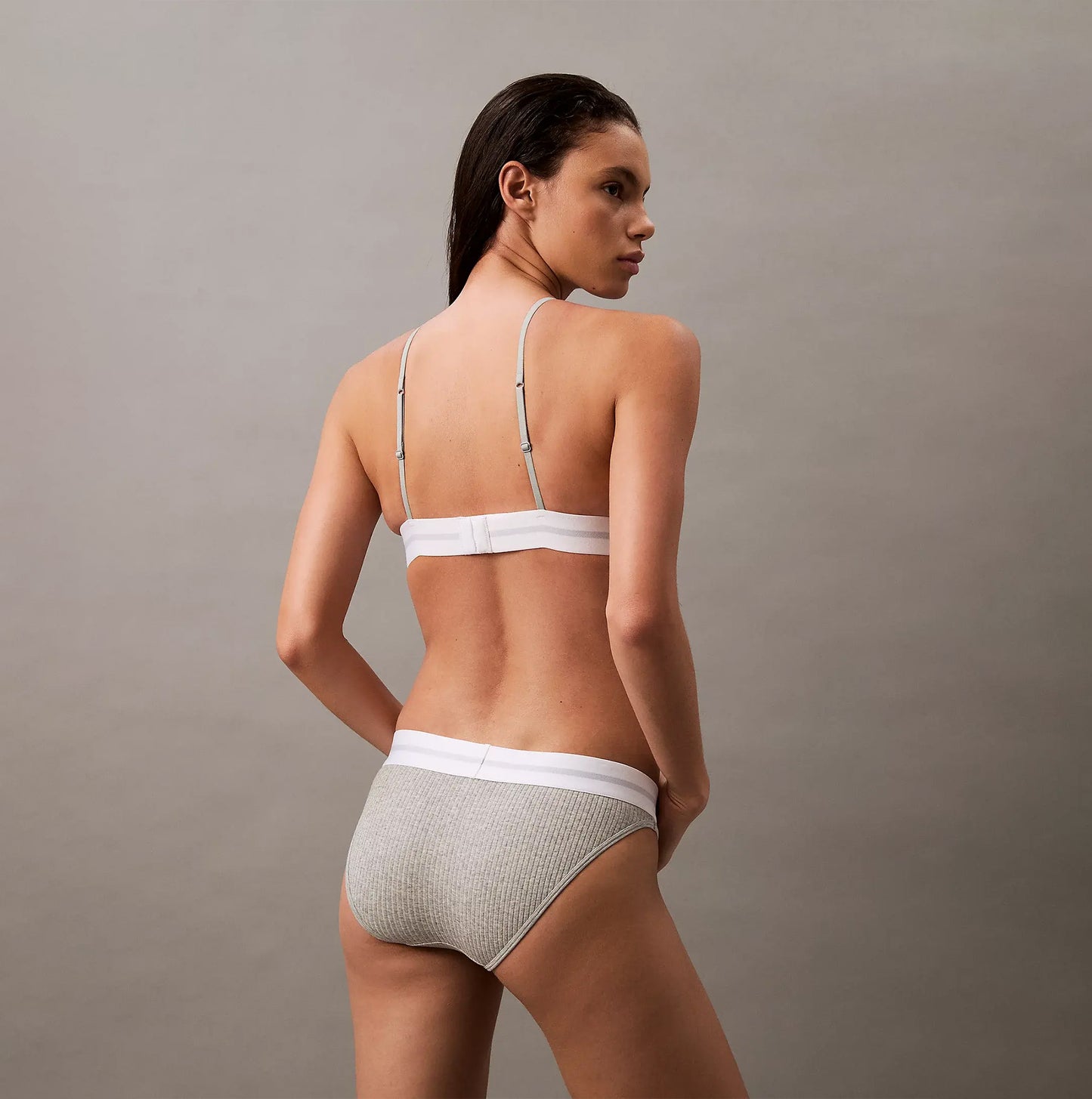 Calvin Klein BIKINI Brief Womens Cotton Modal Stretch Rib Grey