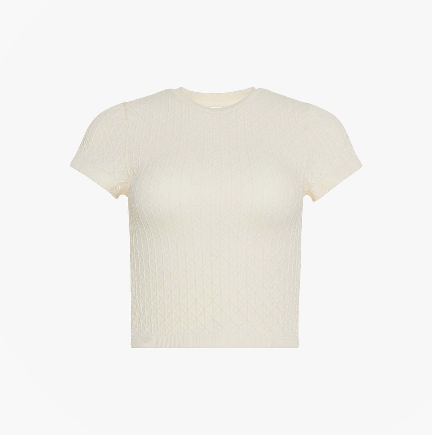 Calvin Klein SEAMLESS Womens Printed CK Knit T-Shirt Ivory