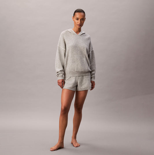 Calvin Klein PLUSH HOODIE Womens Plush Terry Grey Heather