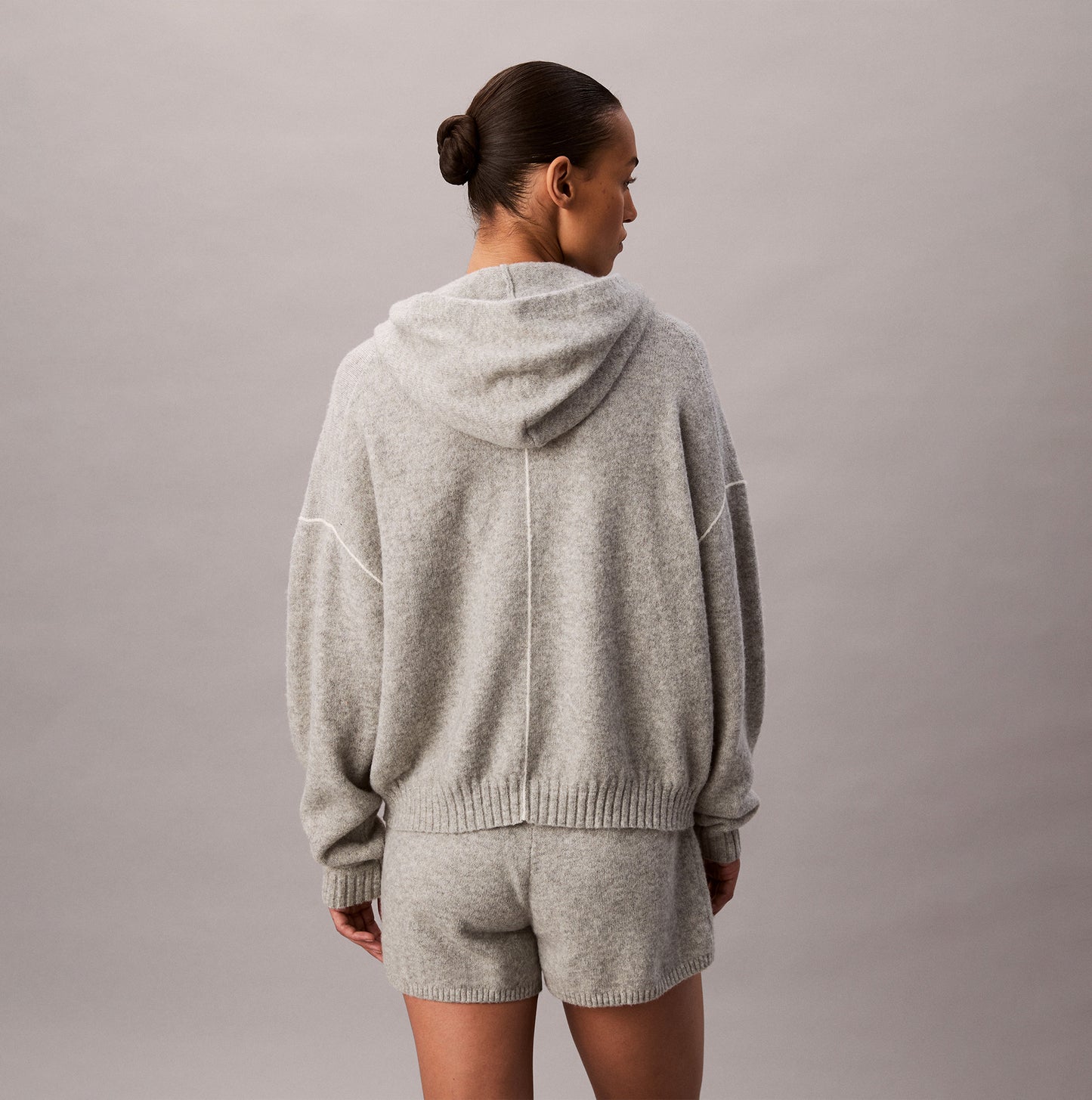 Calvin Klein PLUSH HOODIE Womens Plush Terry Grey Heather