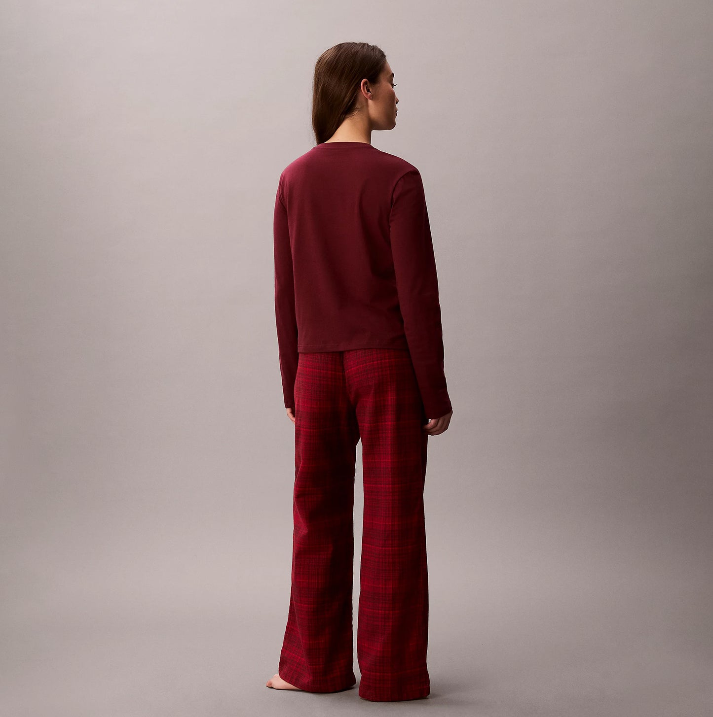 Calvin Klein LS TEE FLANNEL PANT Womens Pant Set Red