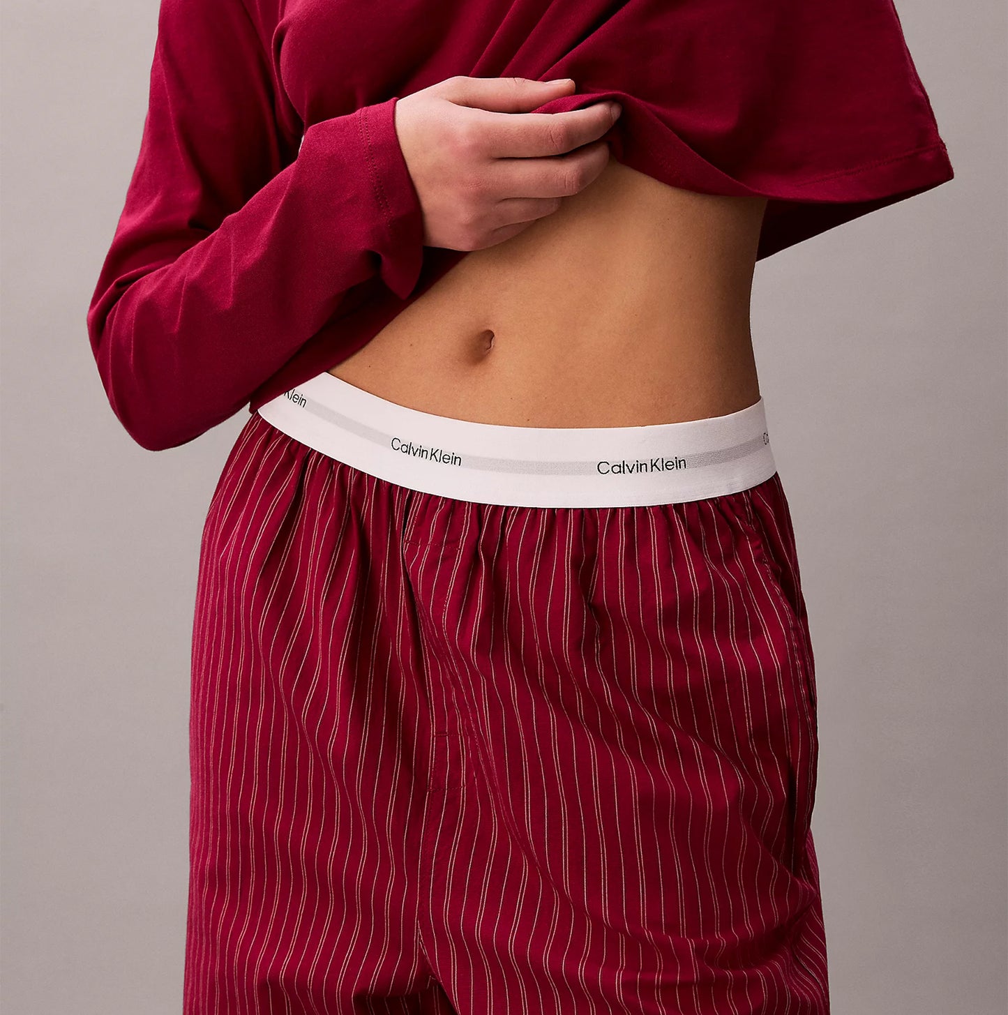 Calvin Klein LS TEE FLANNEL PANT Womens Pant Set Red