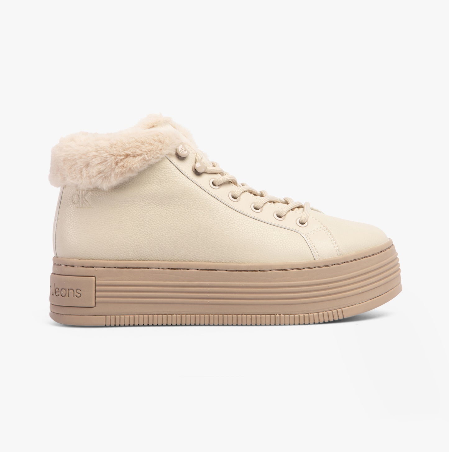 Calvin Klein BOLD PLATFORM LOW LACE UP Womens Trainers Eggshell/Savannah Tan