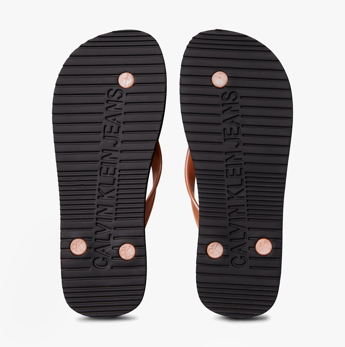 Calvin Klein BEACH SANDAL MONOLOGUE Womens Flip Flops Black/Dusty Coral
