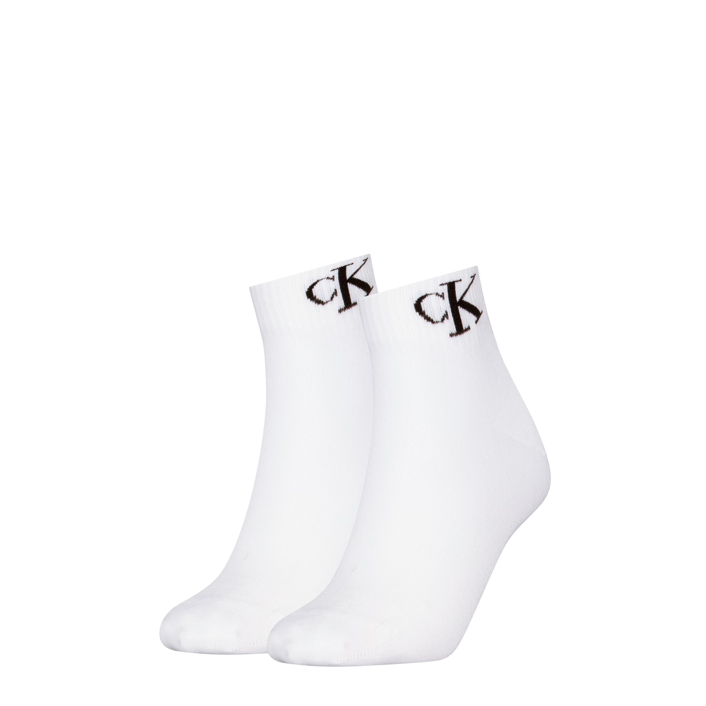 Calvin Klein 2 Pack Logo Trainer Womens Ankle Socks White