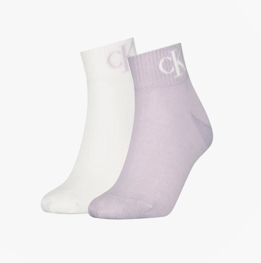Calvin Klein 2 Pack Logo Trainer Womens Ankle Socks Lilac