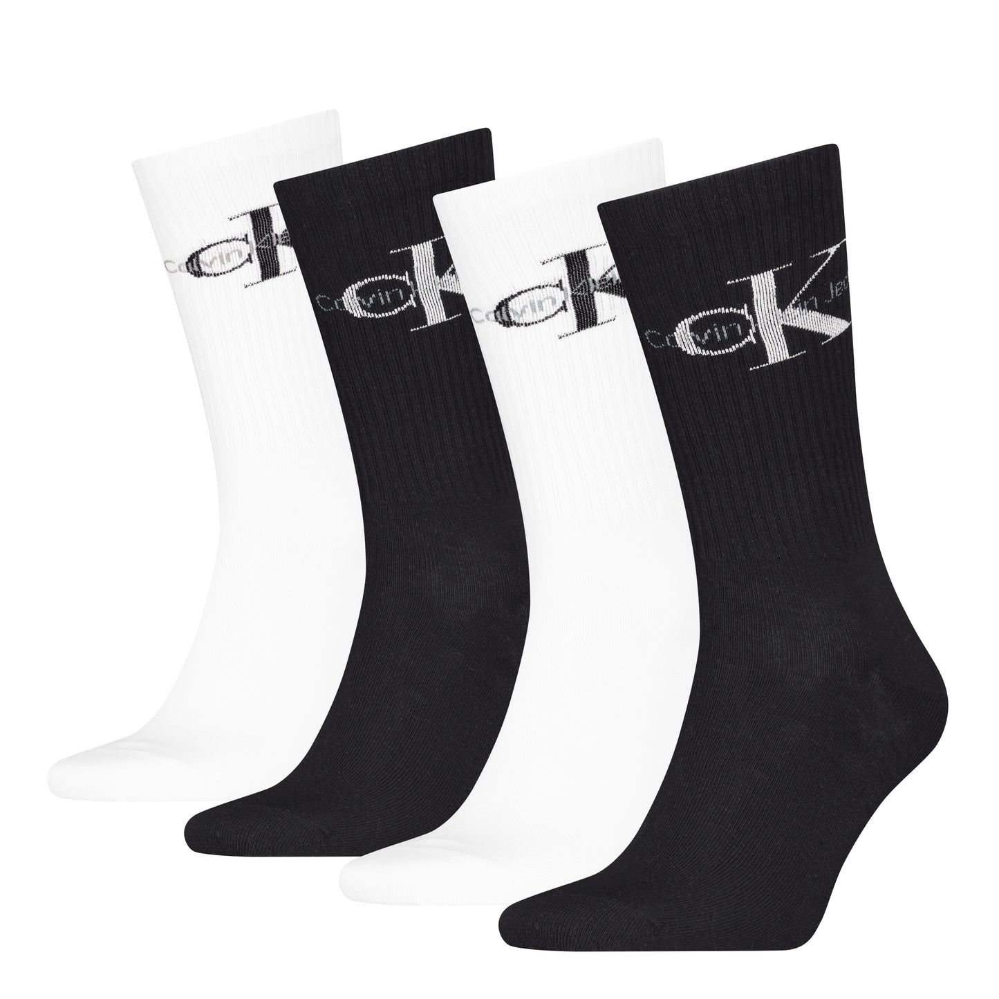 Calvin Klein 4 Pack Giftboxed Trainer Mens Crew Socks Black/White