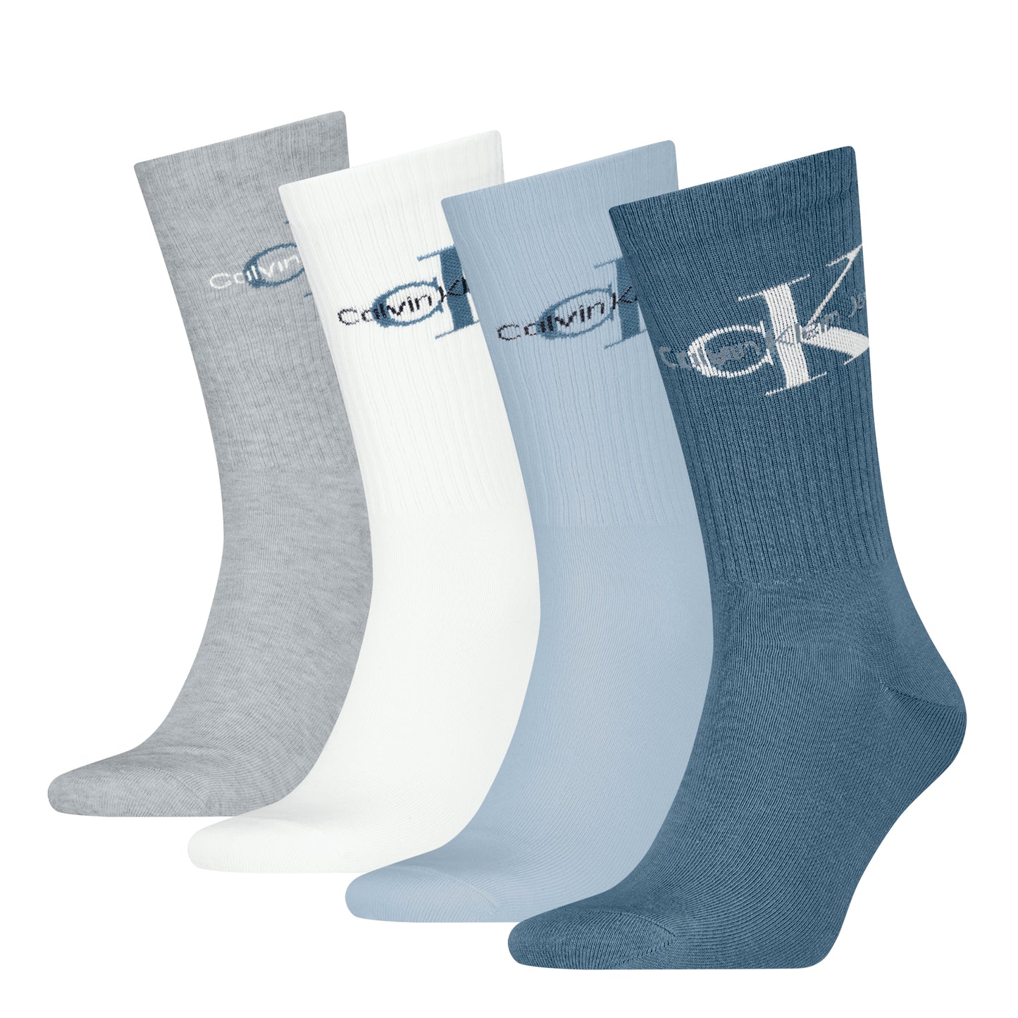 Calvin Klein 4 Pack Giftboxed Trainer Mens Crew Socks Blue Combo