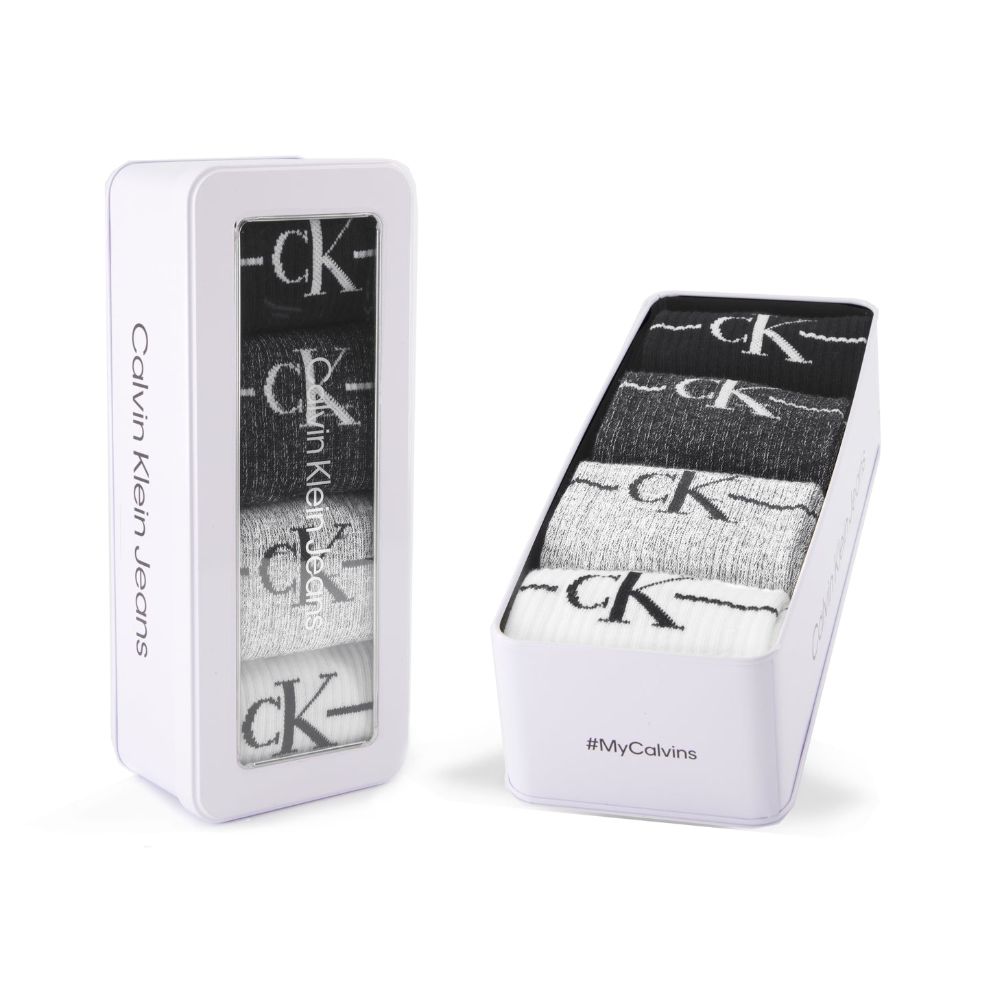 Calvin Klein 4 Pack Giftboxed Trainer Mens Crew Socks Black/White