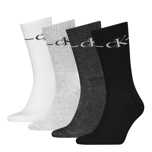 Calvin Klein 4 Pack Giftboxed Trainer Mens Crew Socks Black/White