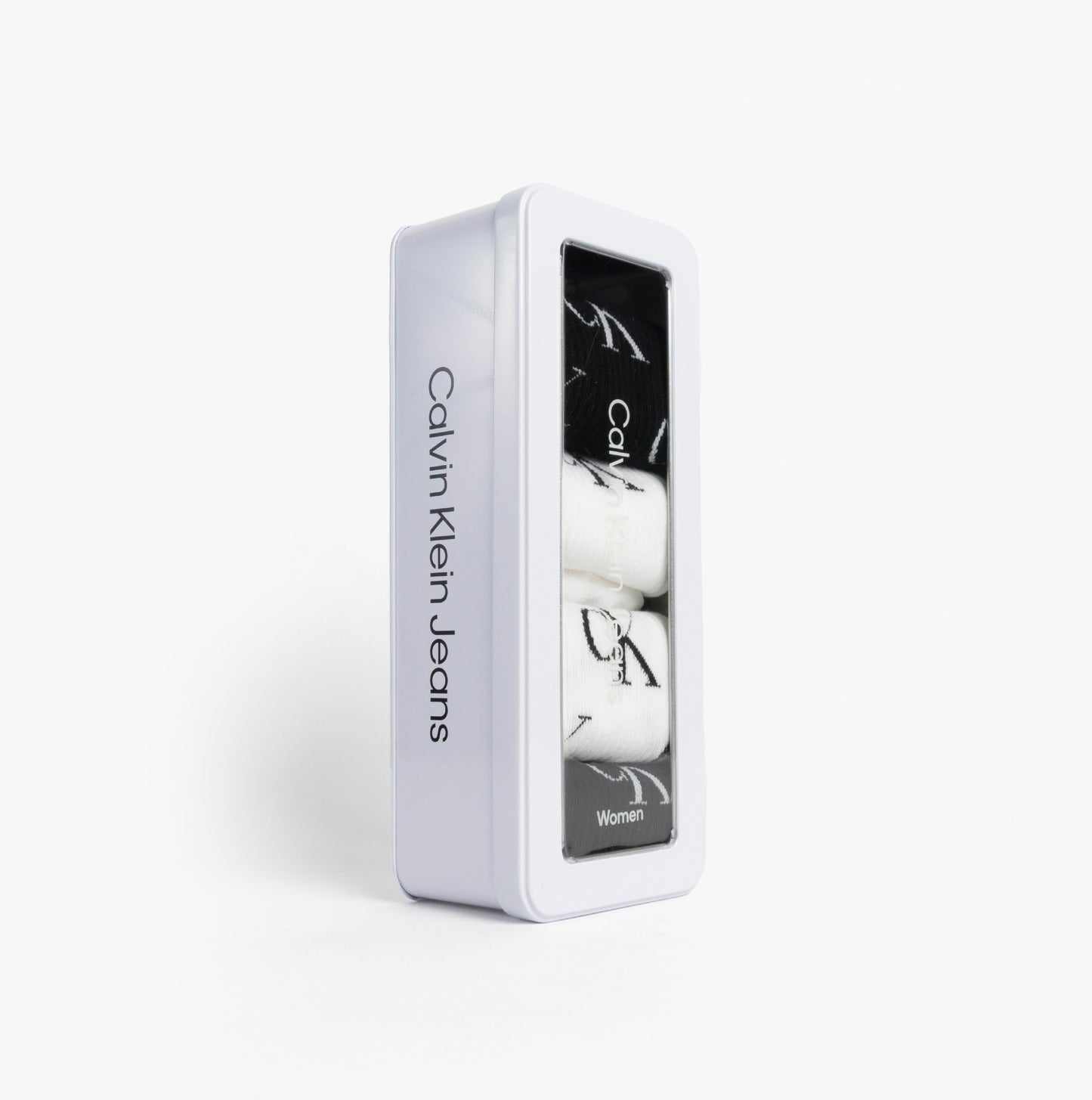 Calvin Klein 4 Pack Giftboxed Trainer Womens Crew Socks Black/White