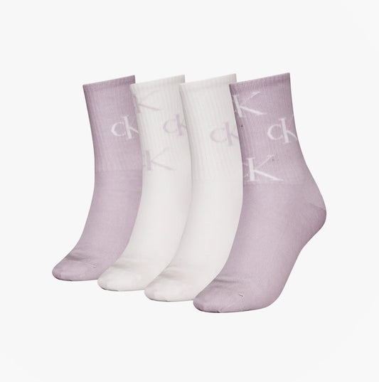Calvin Klein 4 Pack Giftboxed Trainer Womens Crew Socks Lilac Combo