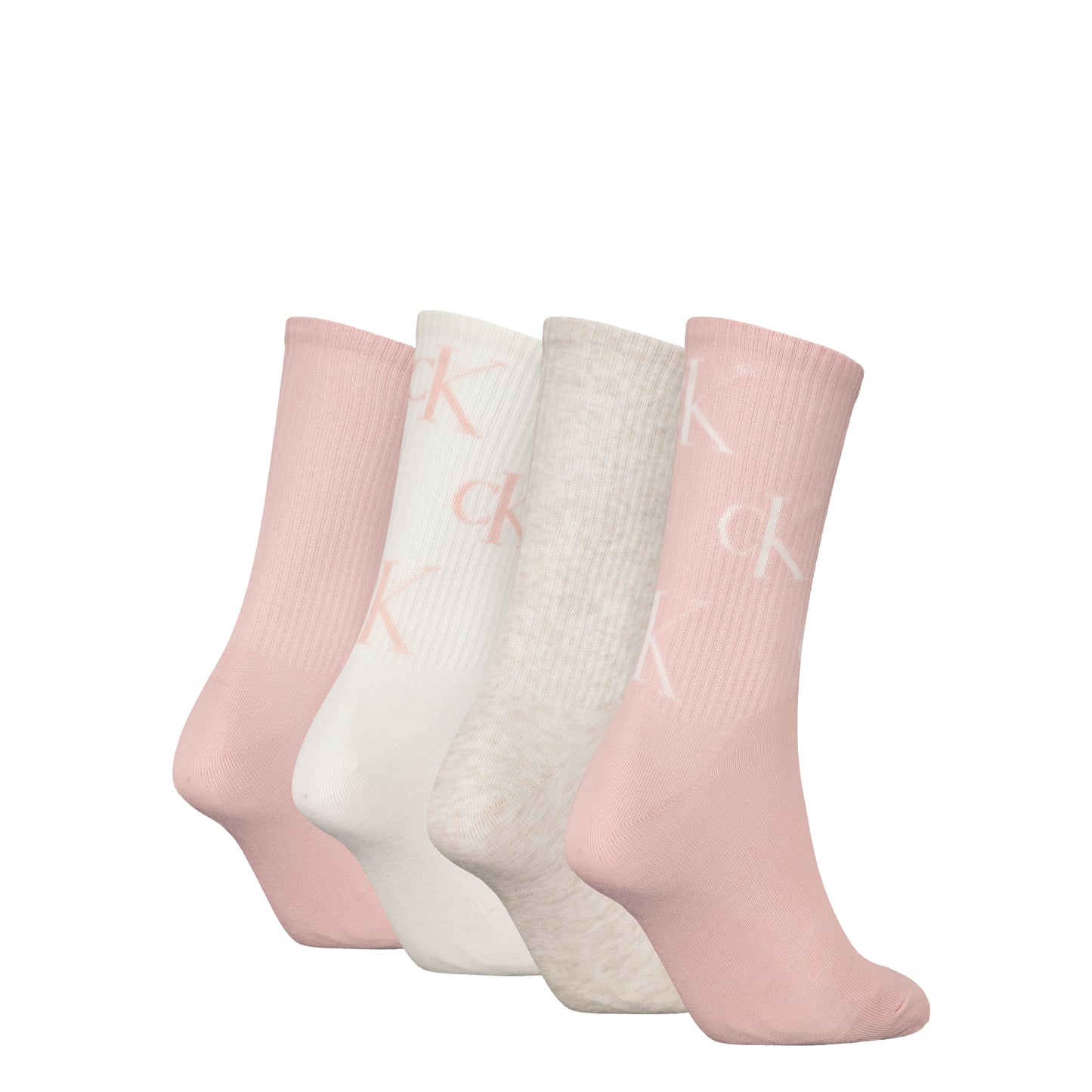 Calvin Klein 4 Pack Giftboxed Trainer Womens Crew Socks Peach Combo