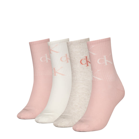 Calvin Klein 4 Pack Giftboxed Trainer Womens Crew Socks Peach Combo