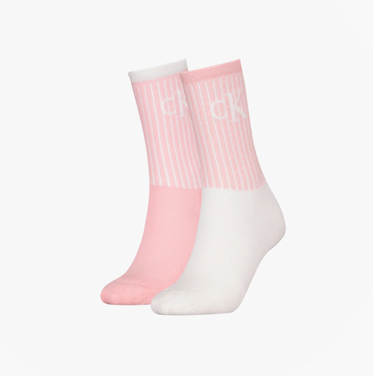 Calvin Klein 2 Pack Trainer Womens Crew Socks Pink