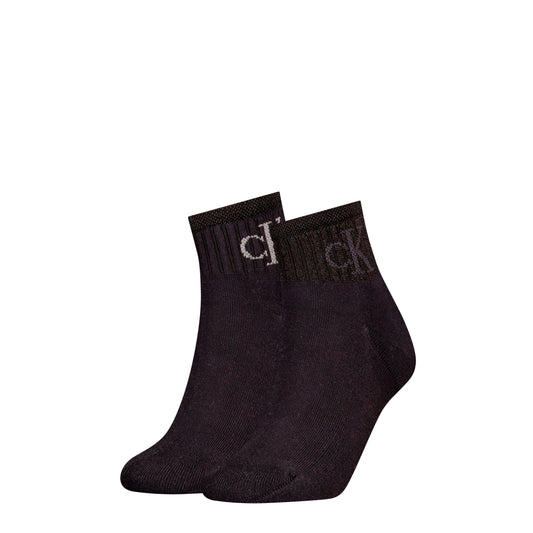 Calvin Klein 2 Pack Trainer Womens Ankle Socks Black