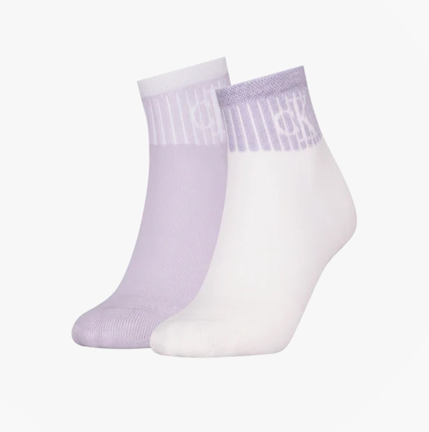 Calvin Klein 2 Pack Trainer Womens Ankle Socks Lilac/White