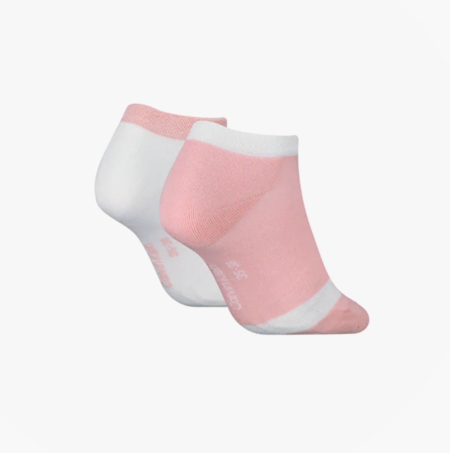 Calvin Klein 2 Pack Trainer Womens Ankle Socks Pink/White