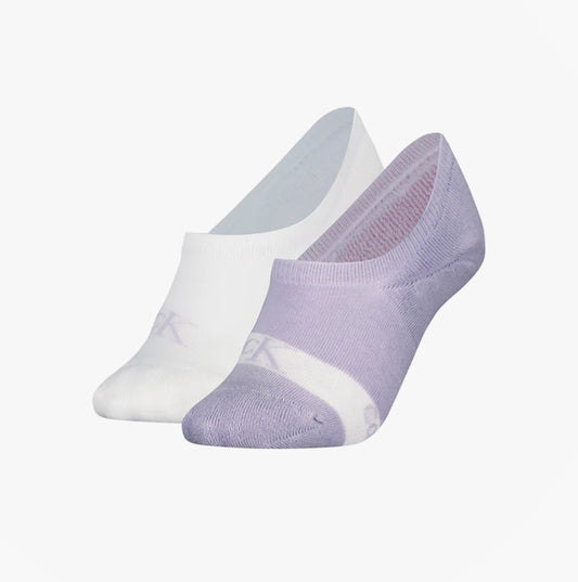 Calvin Klein 2 Pack Womens Invisible Socks Lilac/White
