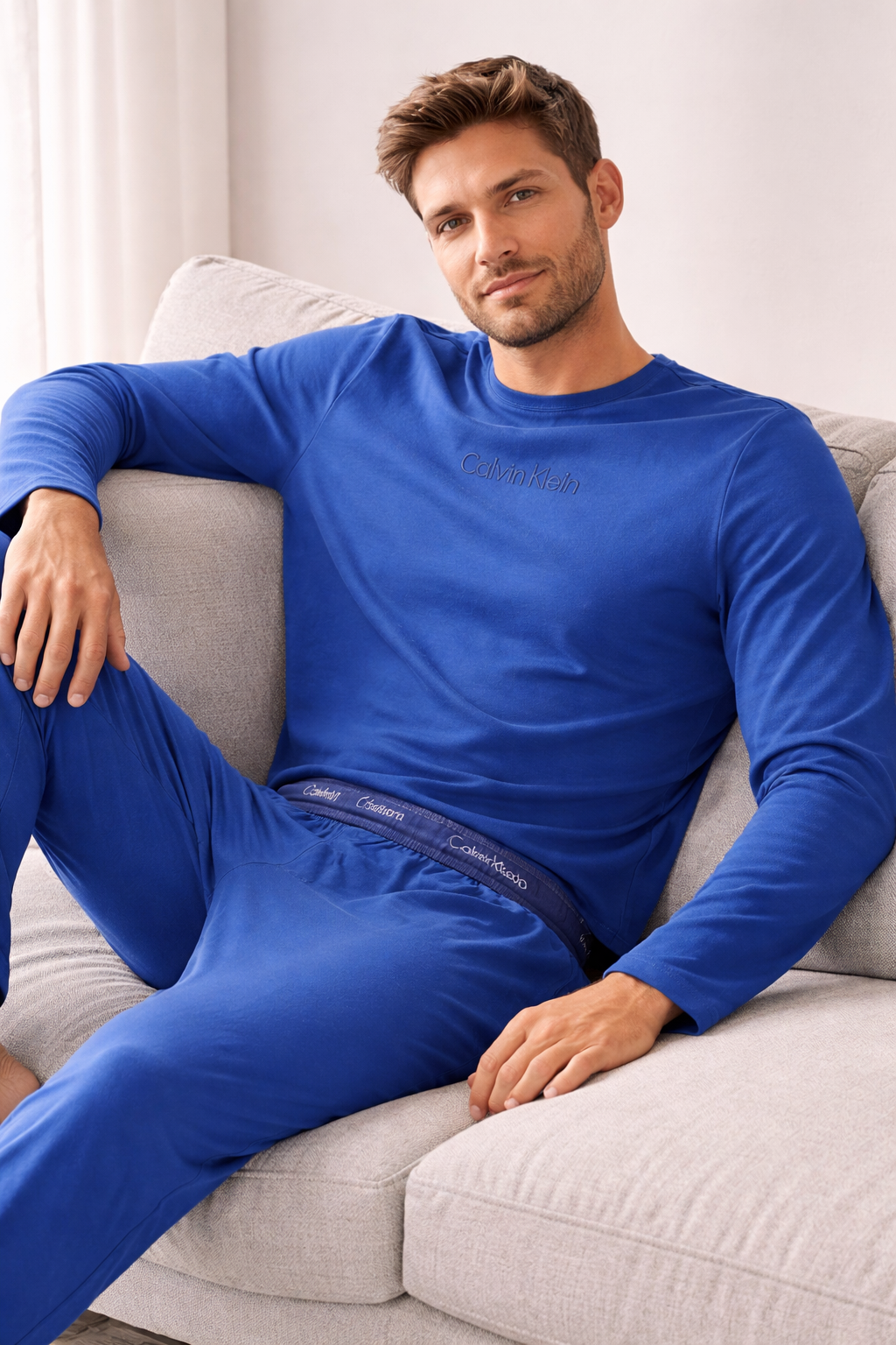 T-Shirt JOGGER SET Mens Pyjama Set Dark Denim