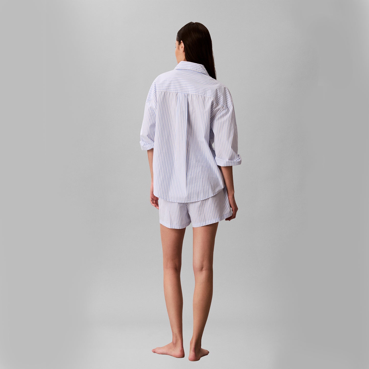 Calvin Klein COVERED WB POPLIN SHORT Womens Pyjama Bottoms Sera Stripe Blue Descent