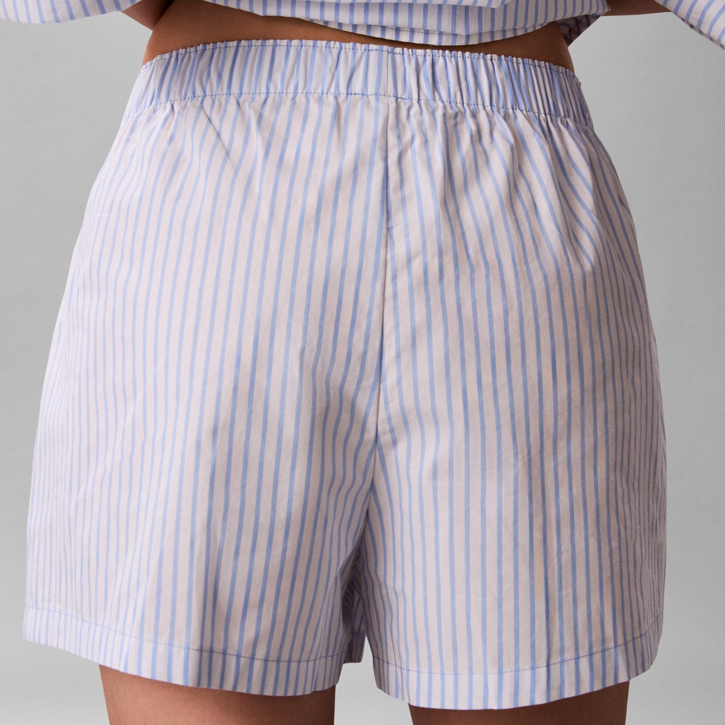 Calvin Klein COVERED WB POPLIN SHORT Womens Pyjama Bottoms Sera Stripe Blue Descent