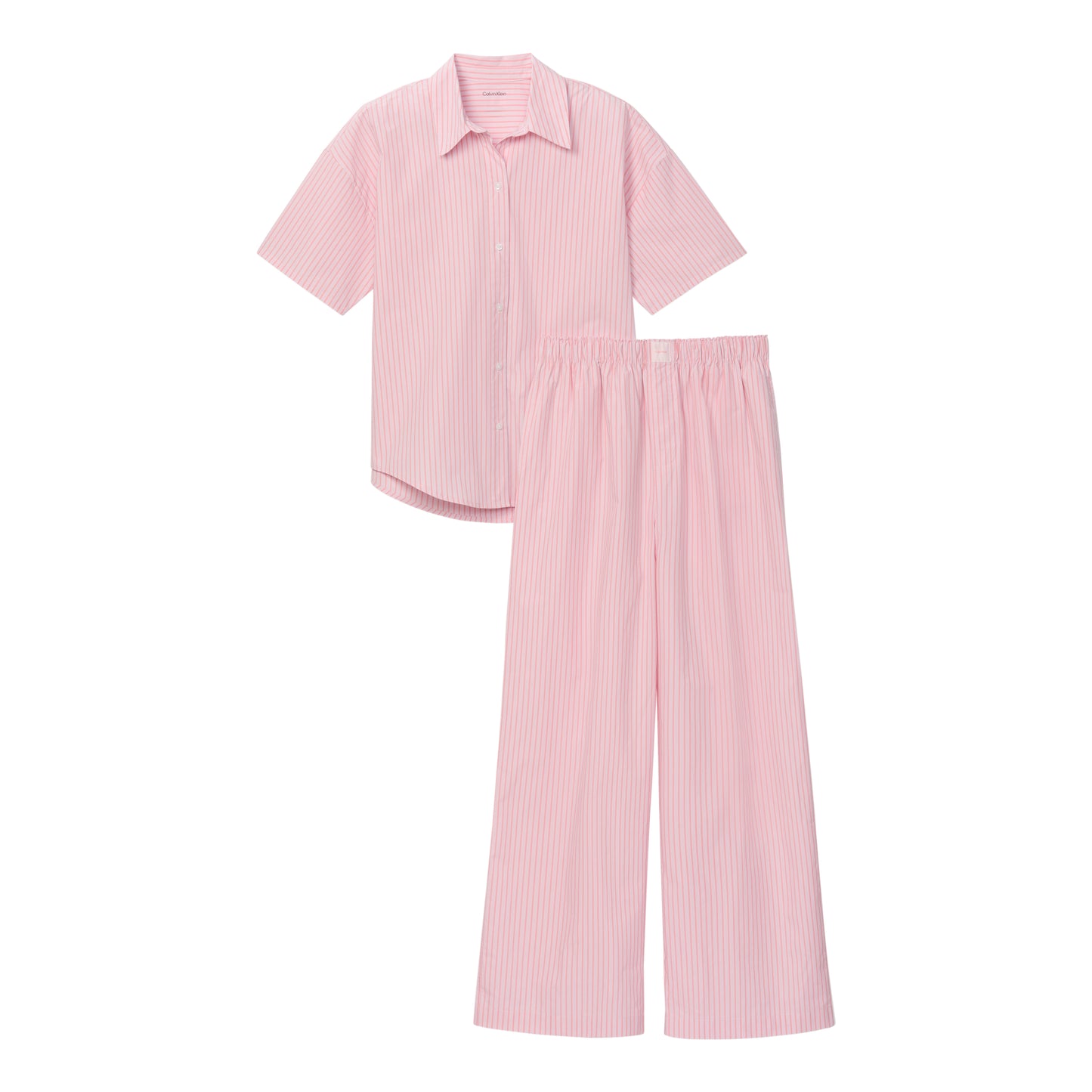 Calvin Klein SS SHIRT PANT Set Womens Pyjama Set Sera Stripe Cradle Pink