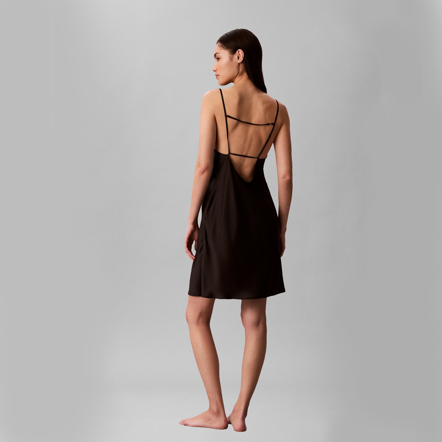 Calvin Klein SATIN CHEMISE Womens Nightdress Black
