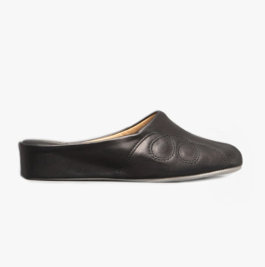 Cincasa Menorca MAHON Womens Leather Mule Slippers Black