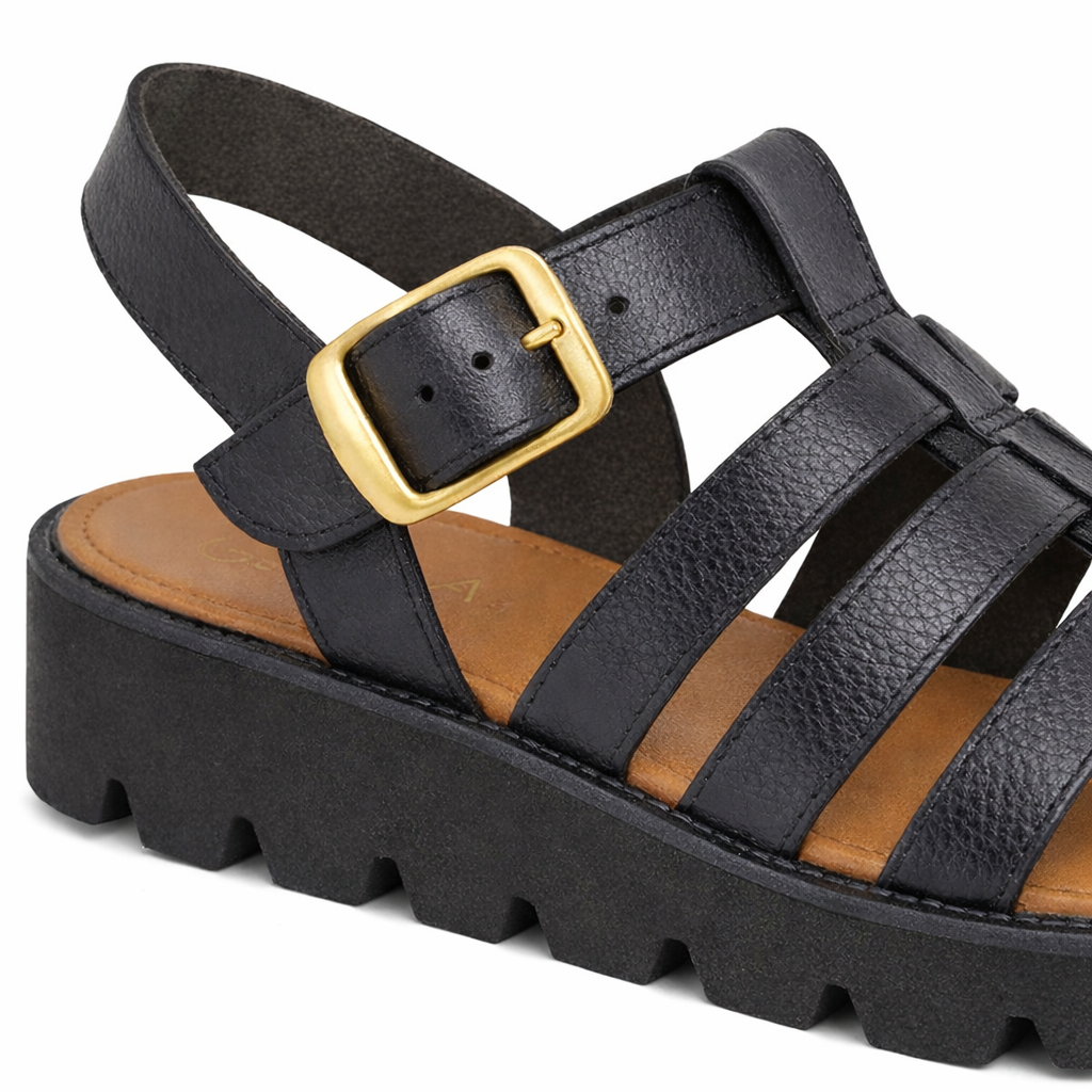 Cipriata AZIA Womens T-strap Sandals Black