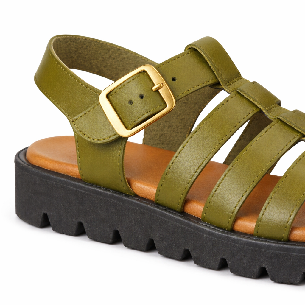 Cipriata AZIA Womens T-strap Sandals Green