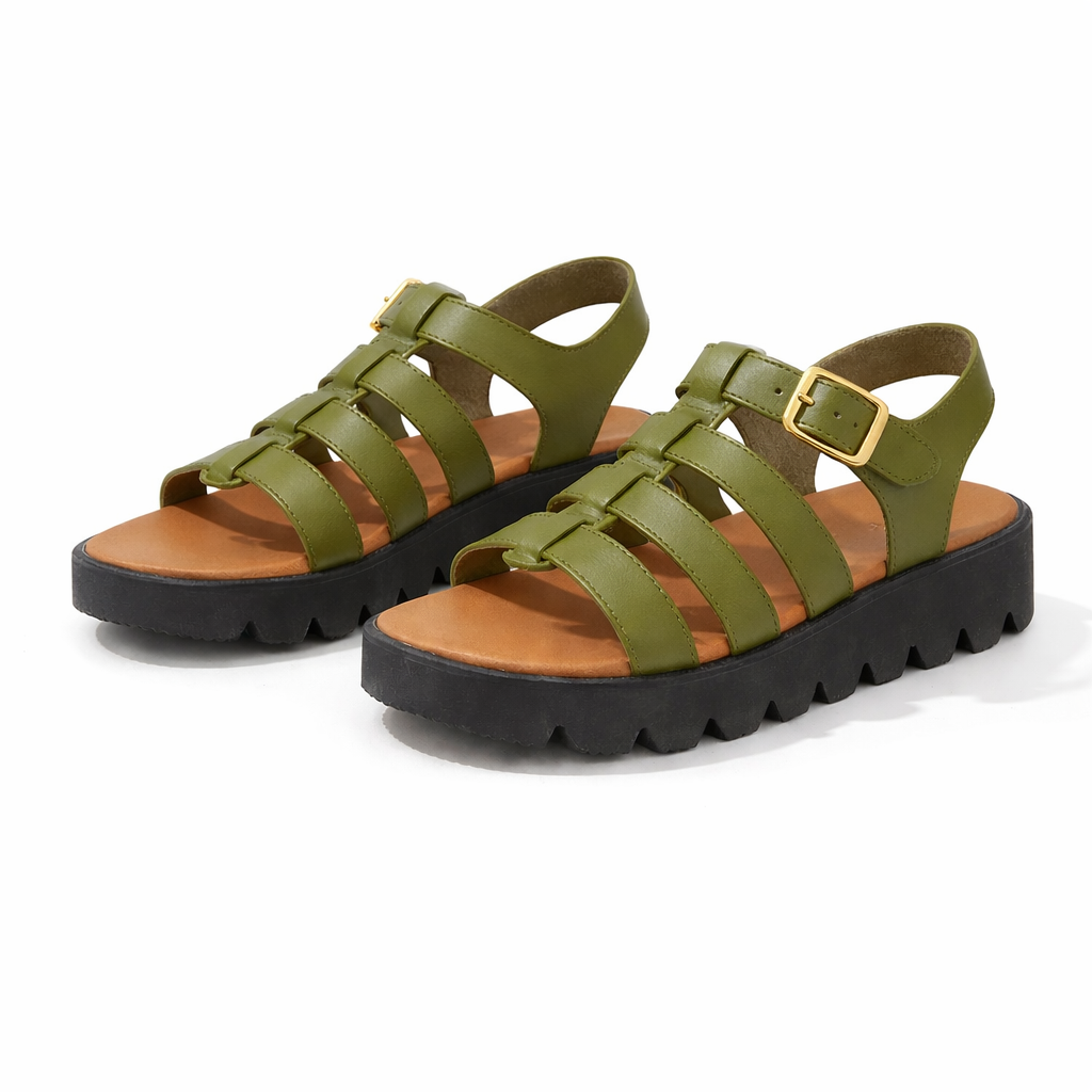 Cipriata AZIA Womens T-strap Sandals Green