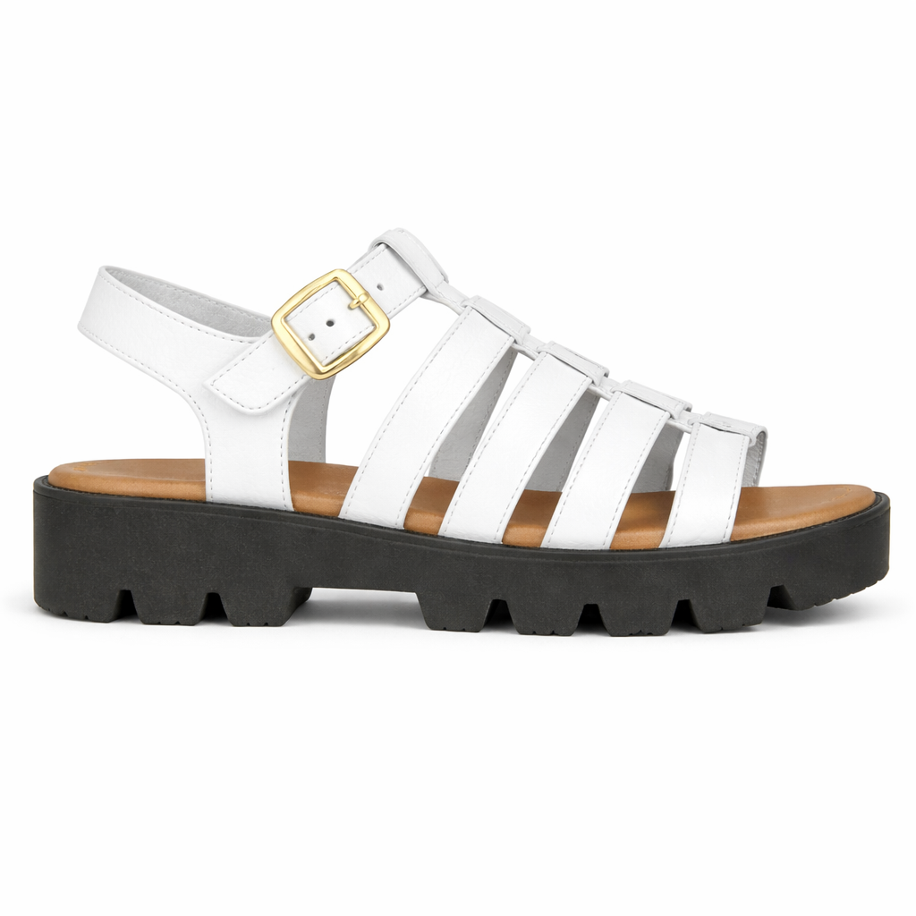 Cipriata AZIA Womens T-strap Sandals White