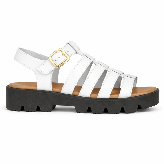Cipriata AZIA Womens T-strap Sandals White