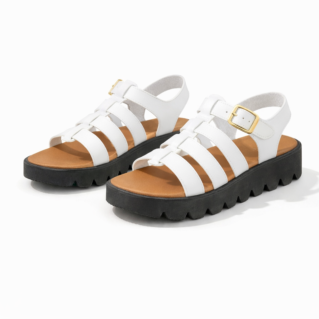 Cipriata AZIA Womens T-strap Sandals White