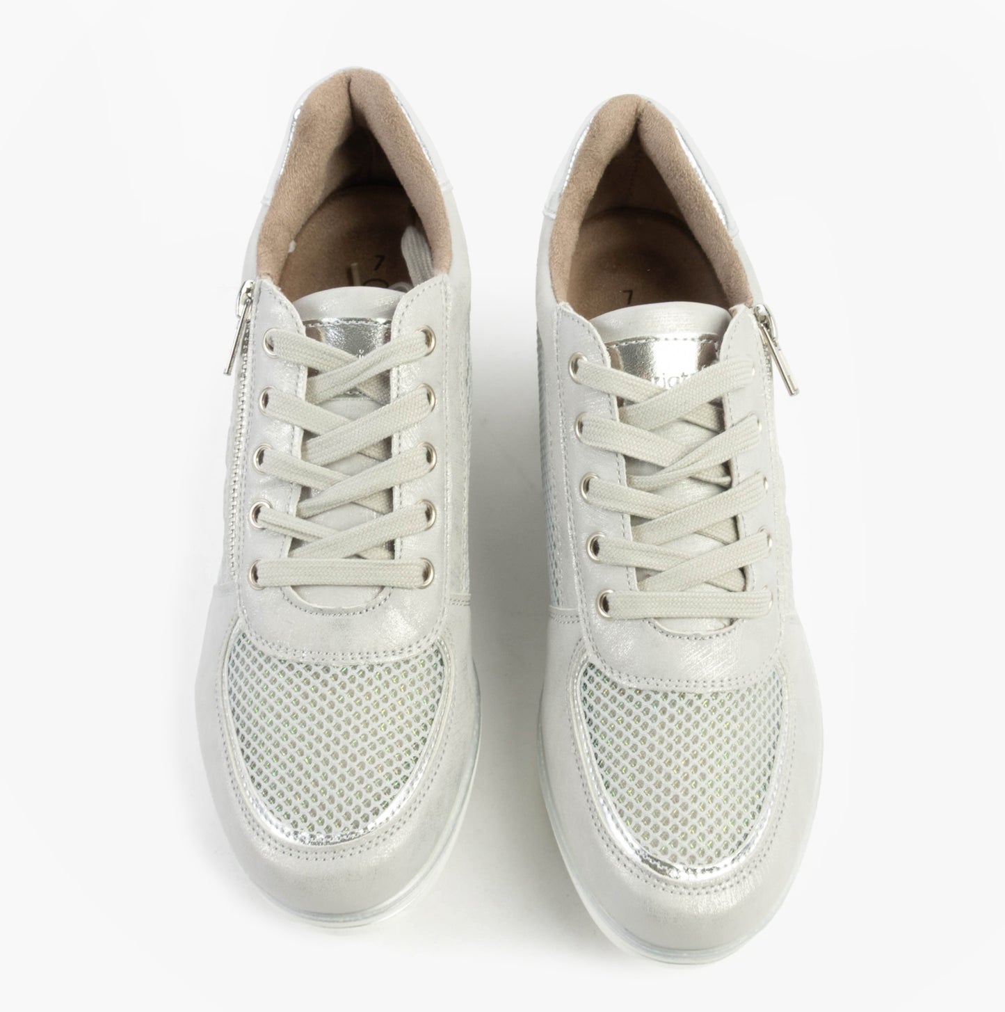 Cipriata JONE Womens Lace / Zip Trainers Silver Metallic